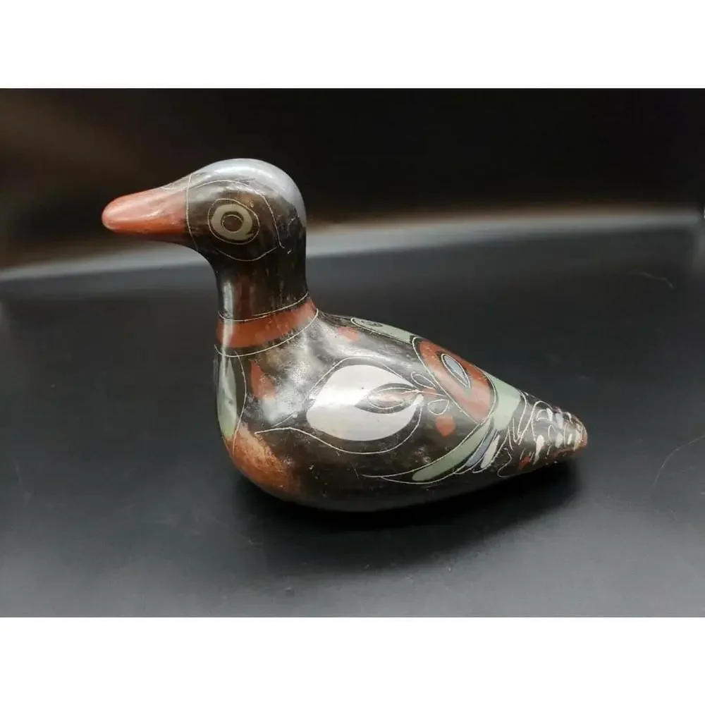 Vintage Ceramic Duck Mexico? Hand Painted/Made Folk Art Collectible